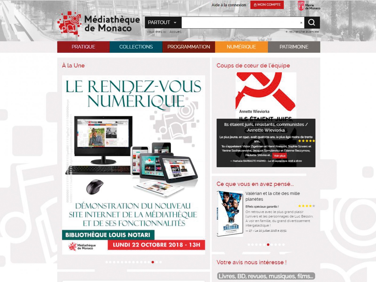 Un nouveau site Internet pour la Médiathèque de Monaco